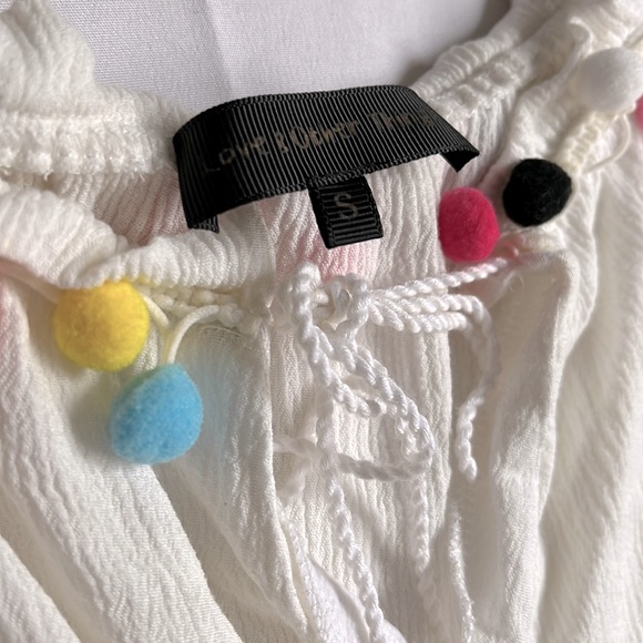 Pom poms Colorful Soft Cropped Light Summer Stretch Top - Picture 3 of 5